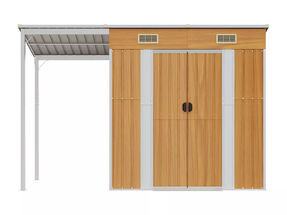 Abri de jardin avec toit prolongé marron clair 277x110,5x181