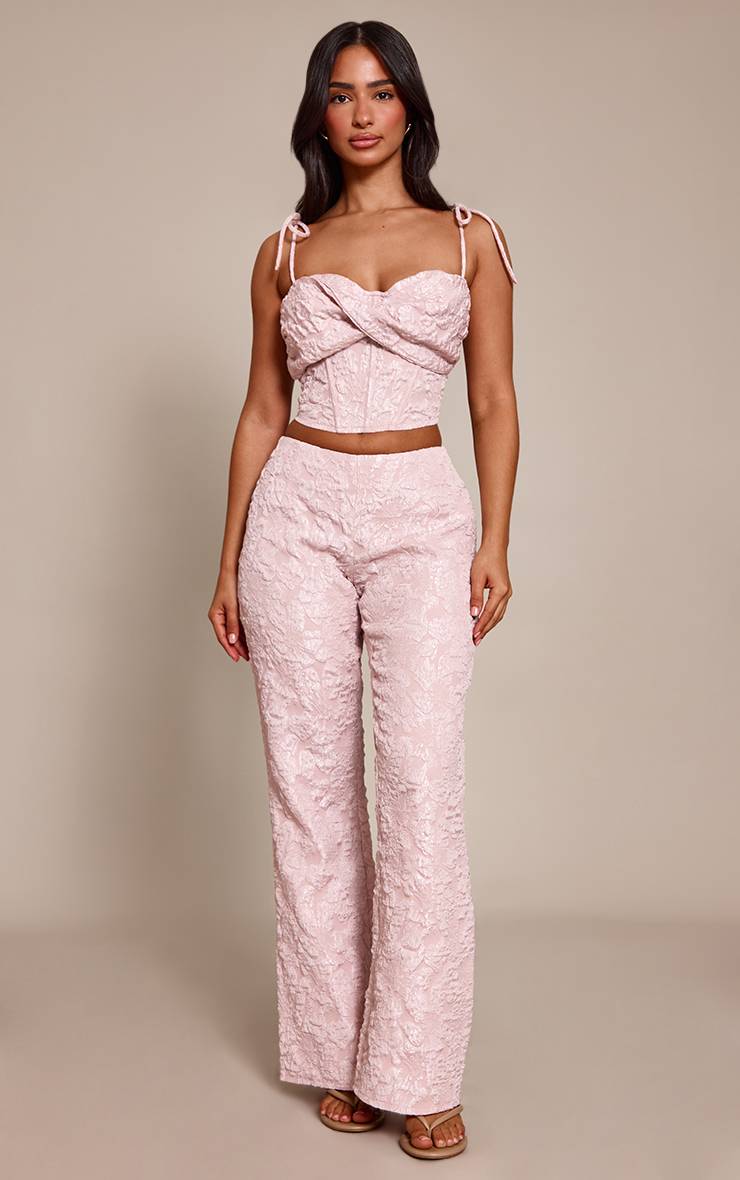Rose Bébé Pantalon Évasé À Taille Nouée Imprimé Petite