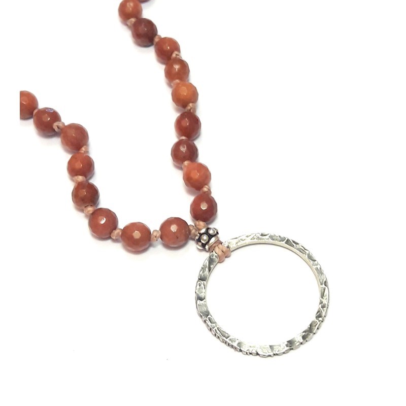 Sautoir Mala Jaspe Rouge Argent 925