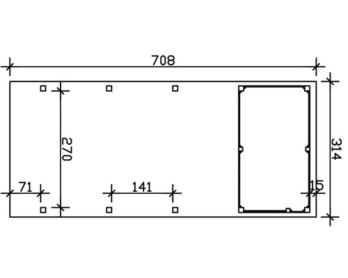 SKAN HOLZ Friesland enkele carport inclusief berging, 314x708 cm, dompelgeïmpregneerd