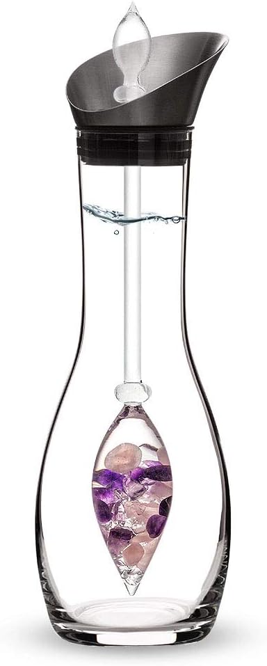 VitaJuwel Era WELLNESS | Edelsteinwasserset mit Amethyst, Rosenquarz & Bergkristall für Entspannung und Ausgleich (Karaffe & Edelsteinphiole)