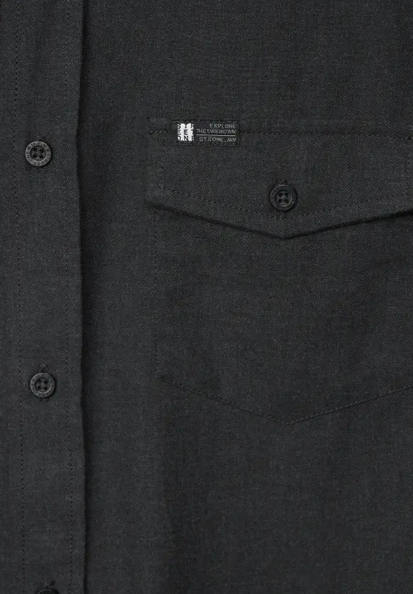 Flanellhemd in Melange - anthra grey melange