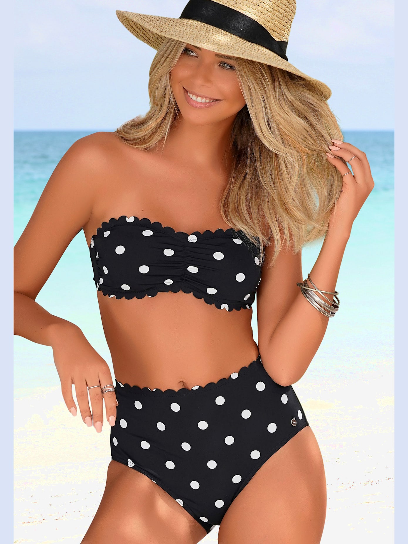 Haut de maillot de bain bandeau design tendance avec bordure cocotte