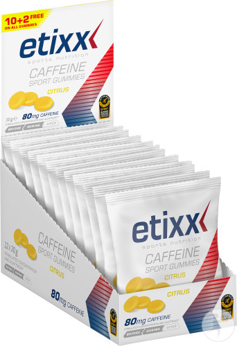 Etixx Caffeine Sport Gummies Pour La Performance Goût Agrumes Sachets 12x30g