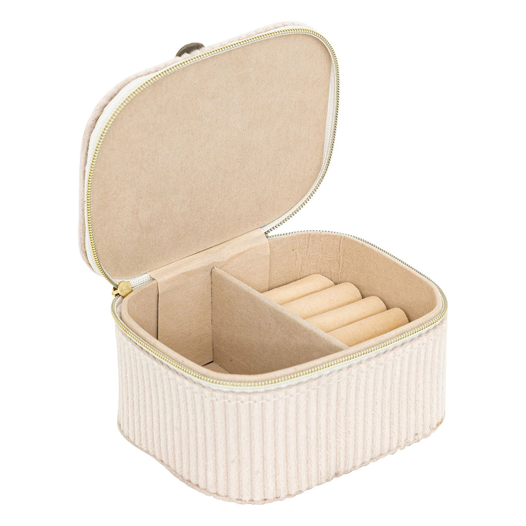 Boîte à bijoux ENYA en velours beige 9x5.5x11cm