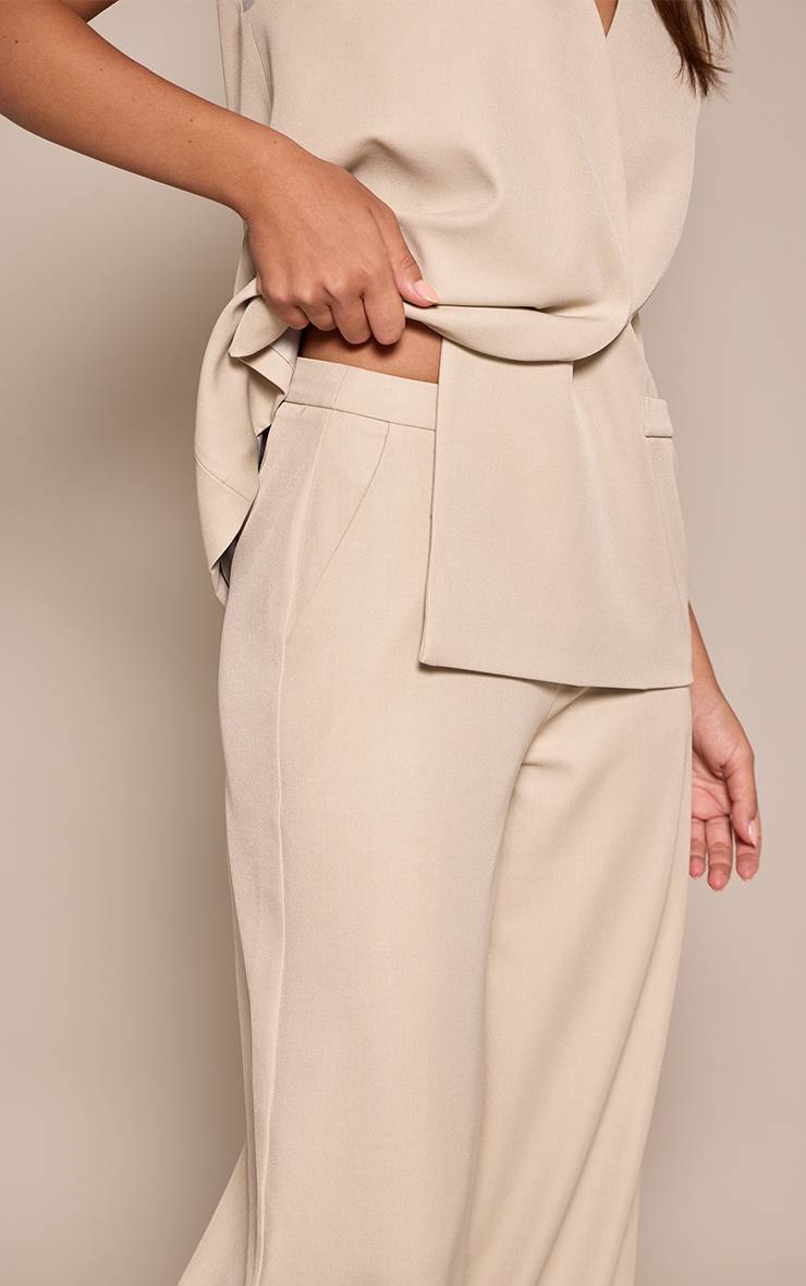 Amande Pantalon Large Taille Mi-haute Plissé En Tissu Tissé Ensemble Coordonné