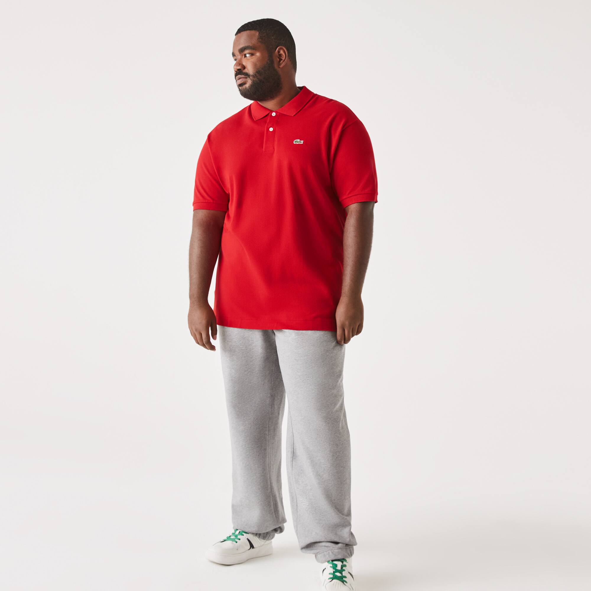 Polo homme Lacoste en petit piqué de coton uni - Grande taille - Big Manches Courtes - Rouge - Lacoste - Homme