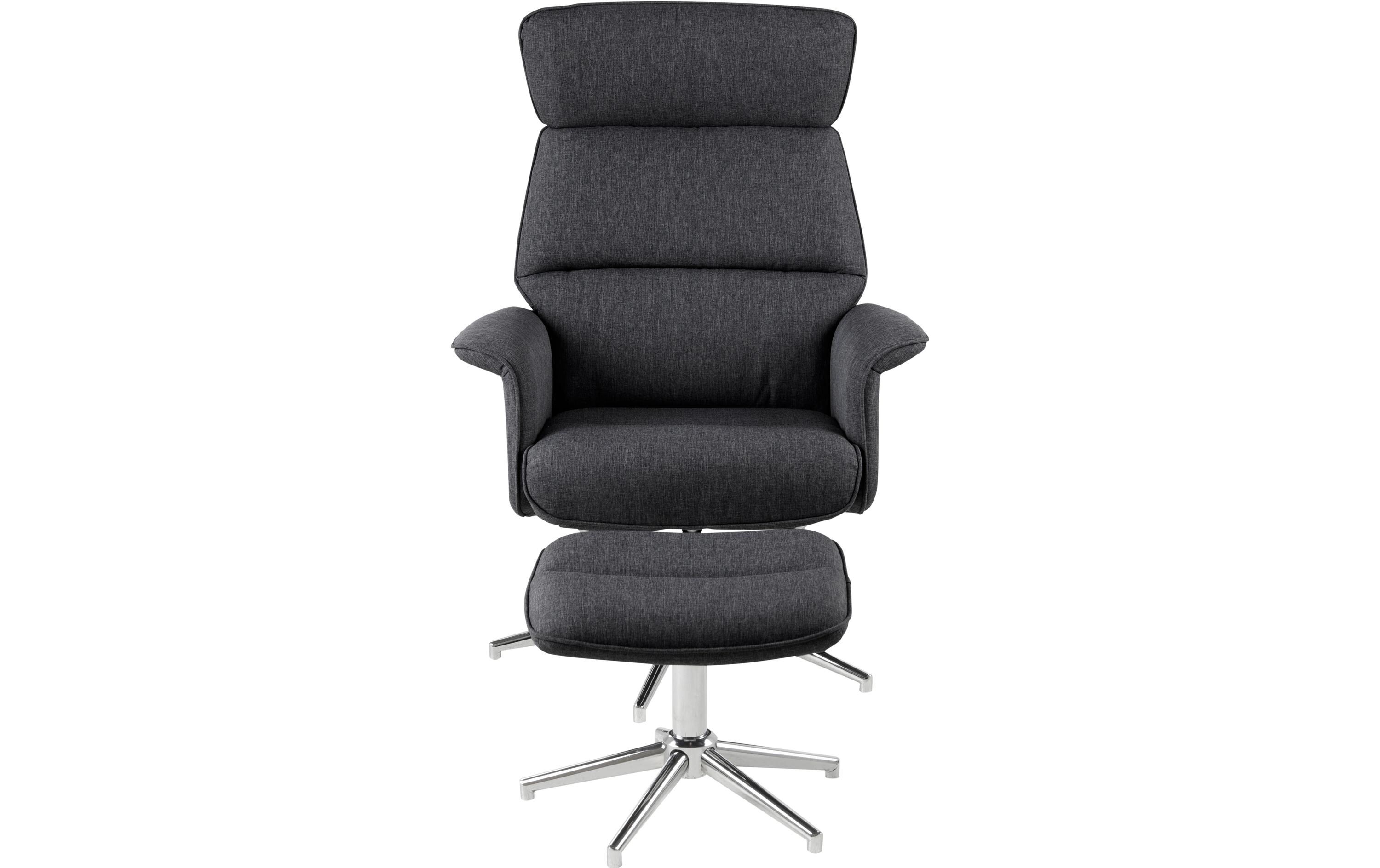Sessel Alura Polyurethan (PU)/Stahl, Dunkelgrau<br>Relaxsessel mit Hocker