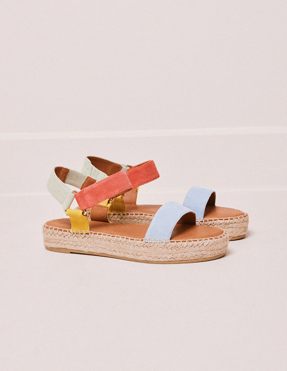 Espadrilles Flore - Suède ciel corail jaune