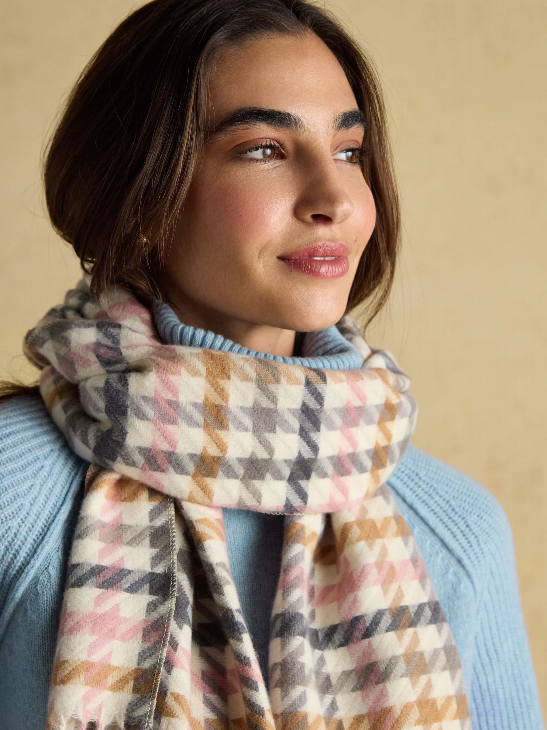 Pink & Oatmeal - Joules Langtree Large Scarf