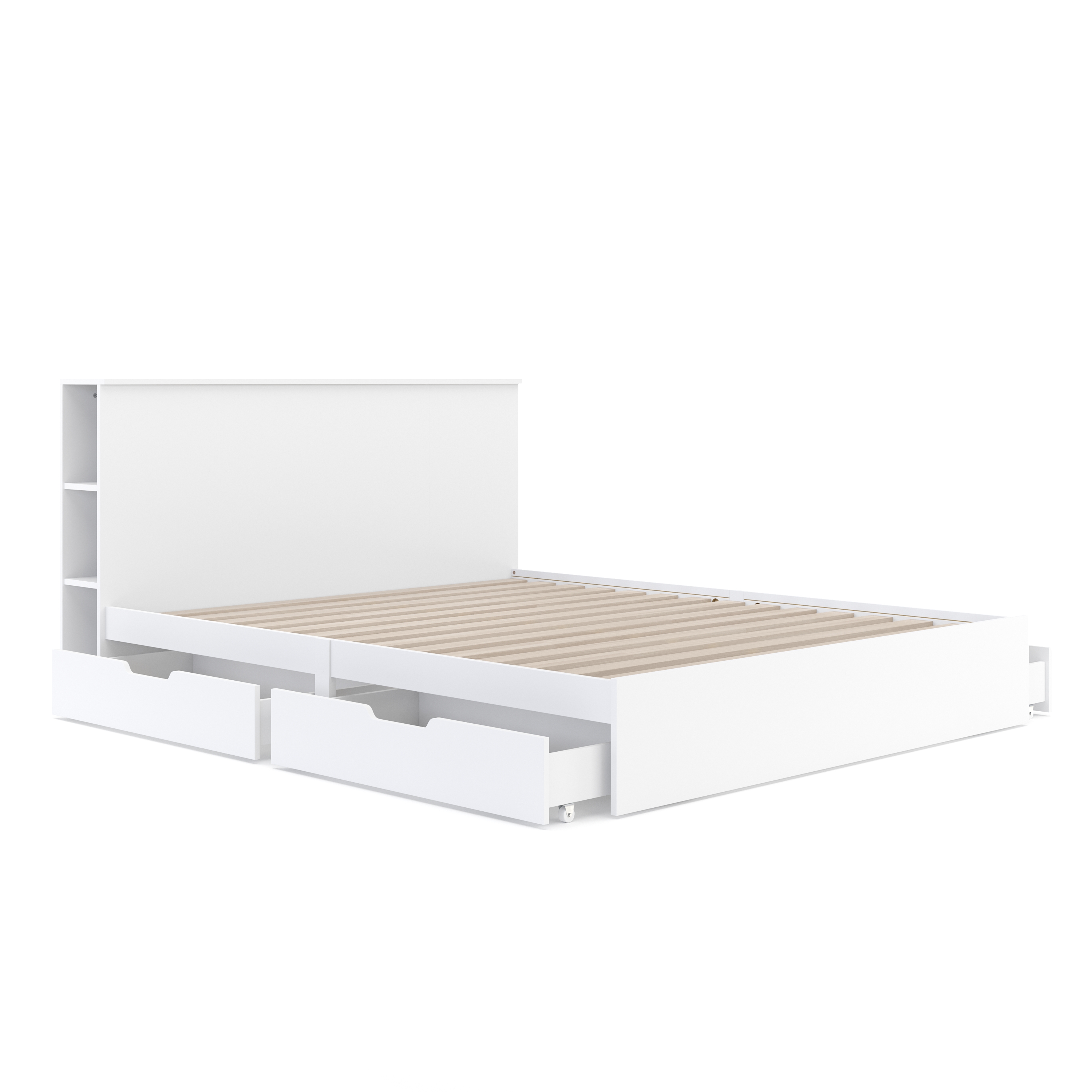 Bett Holz MARGARET mit Stauraum und Schubladen 160 x 200 cm weiss