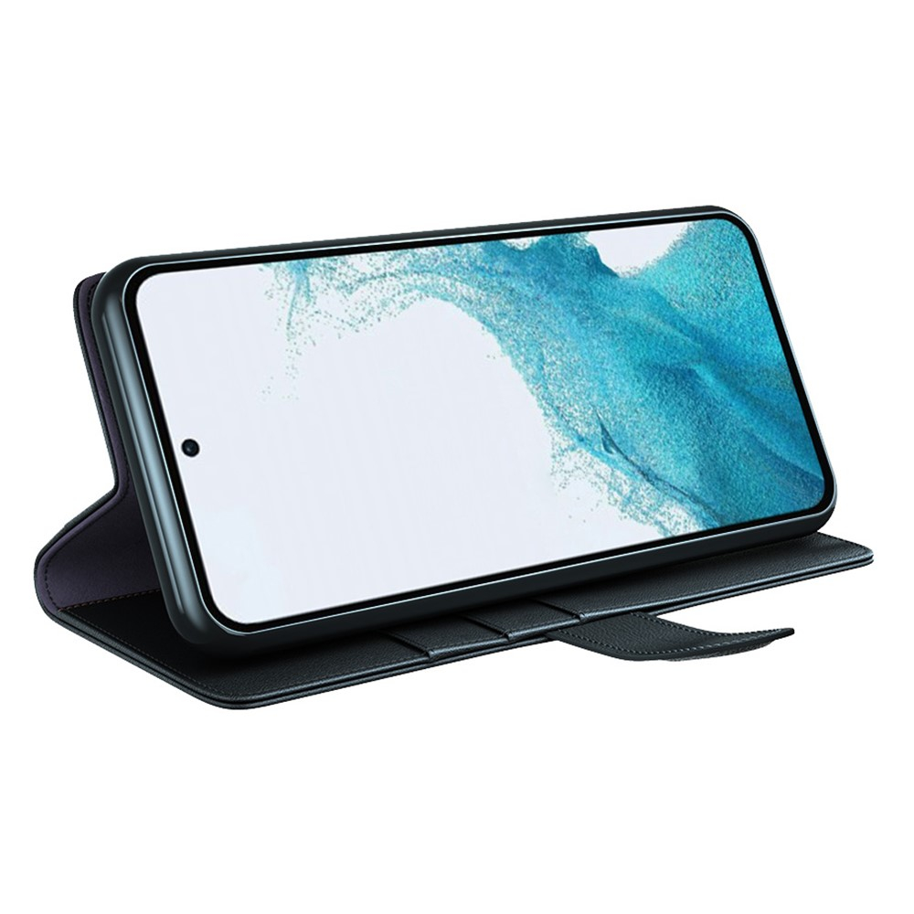 Samsung Galaxy A54 5G Echtleder Tasche Flip Cover mit Kartenfächer - Schwarz