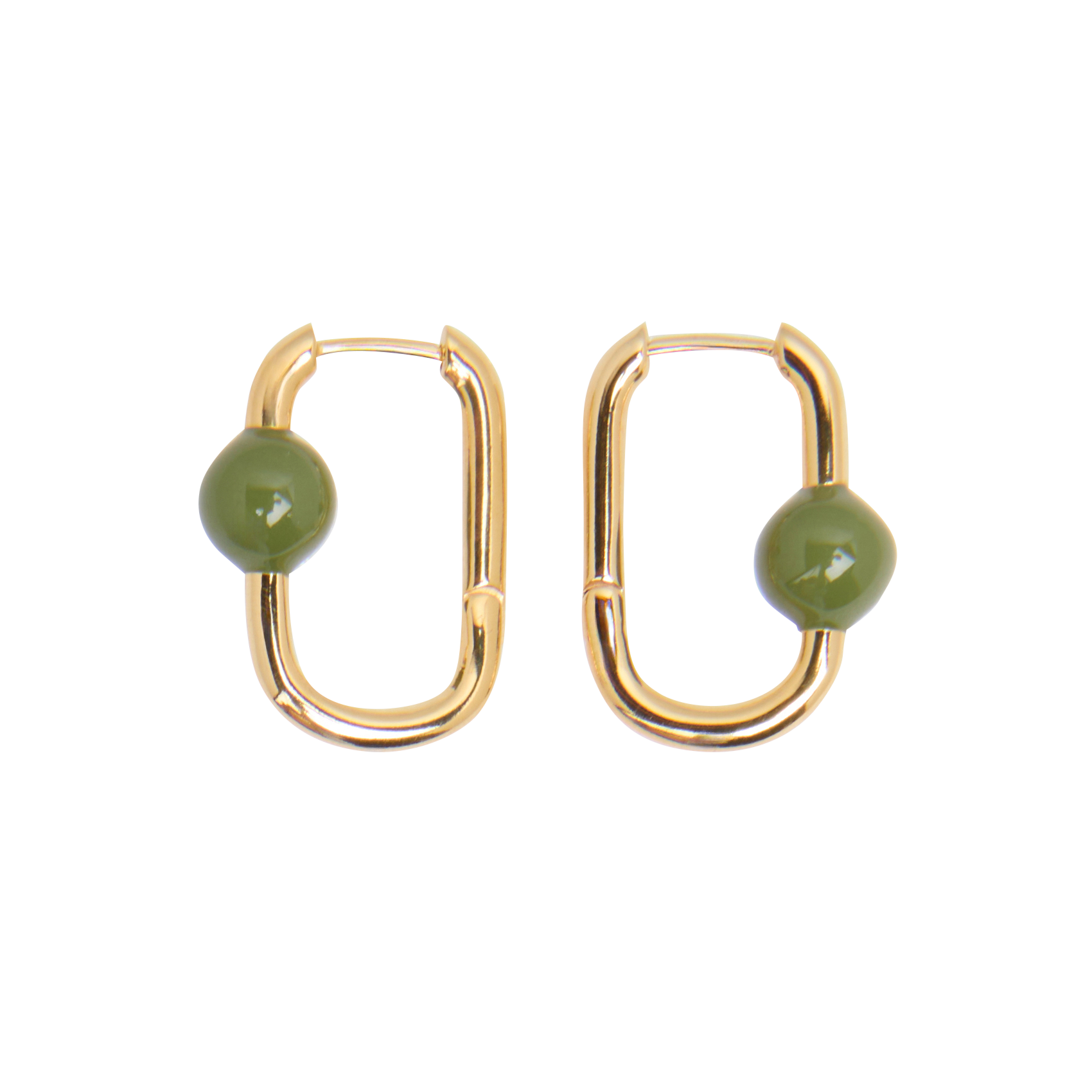 GEORGINA - Boucles d'oreilles rectangles à perles | Vert