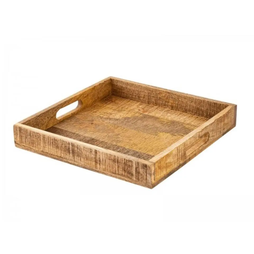 Bobbel Home - Houten Dienblad - Decoratief Serveerblad -40x40cm - Bruin