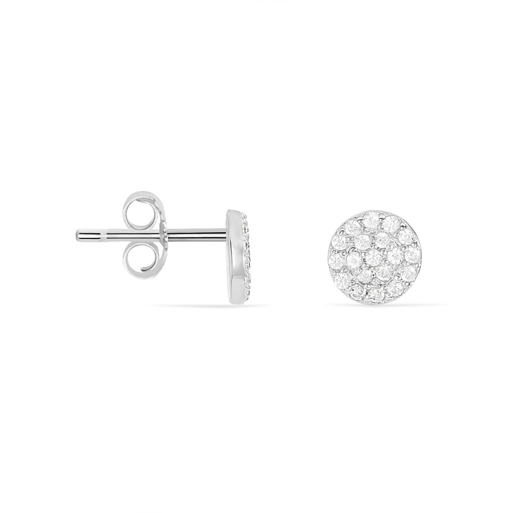 Boucles D'oreilles Puces Angeles Argent Blanc Oxyde De Zirconium