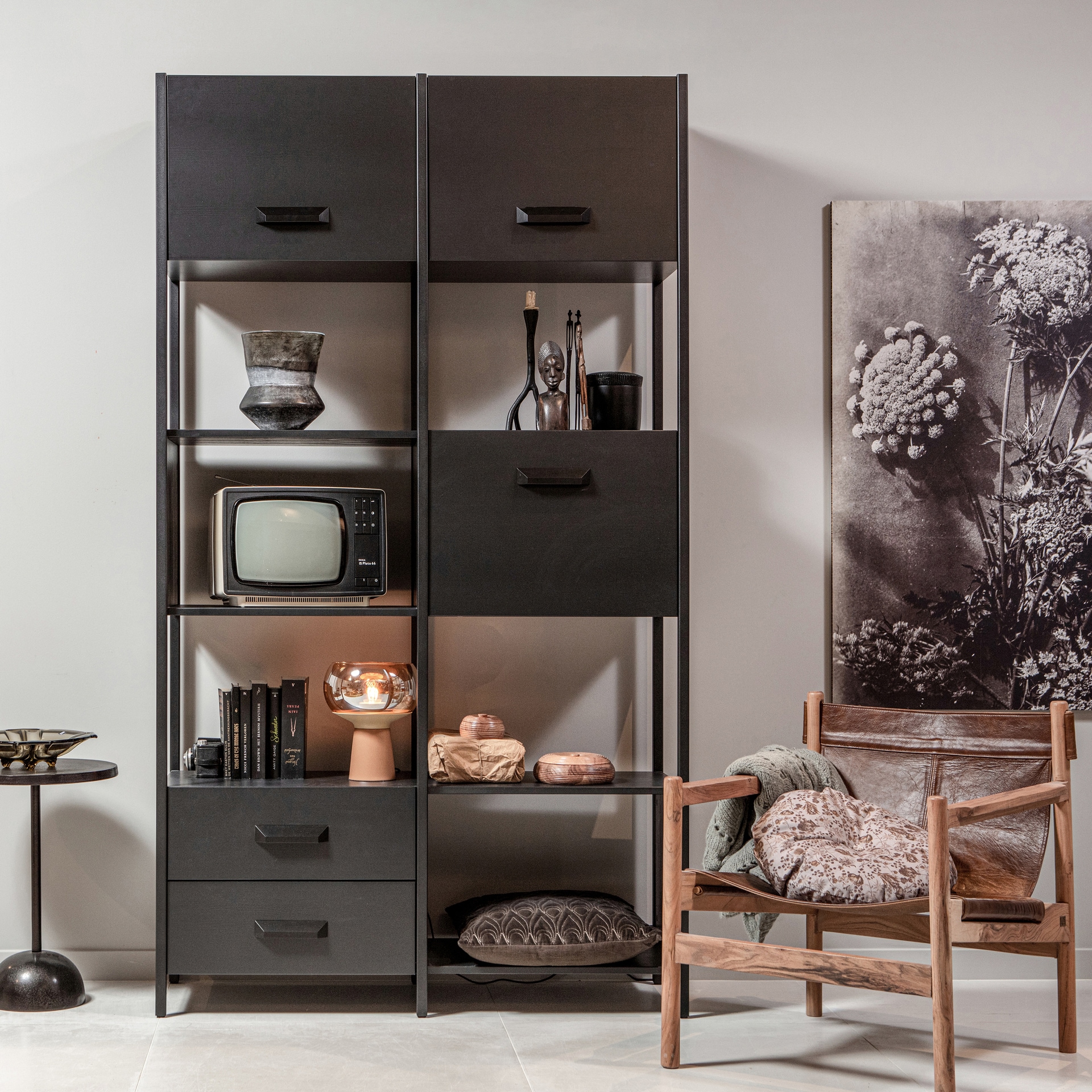Regalschrank LEGACY 123 x 220 cm mattschwarz