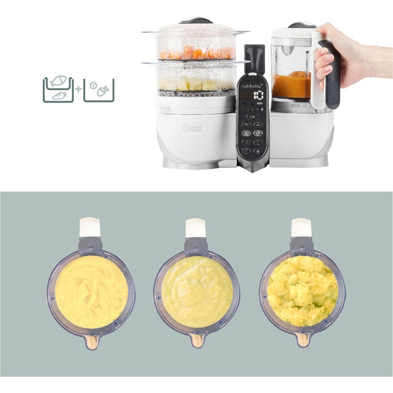 Robot préparation bébé Babymoov Bundle Nutribaby Plus White + 1 inox container ISY
