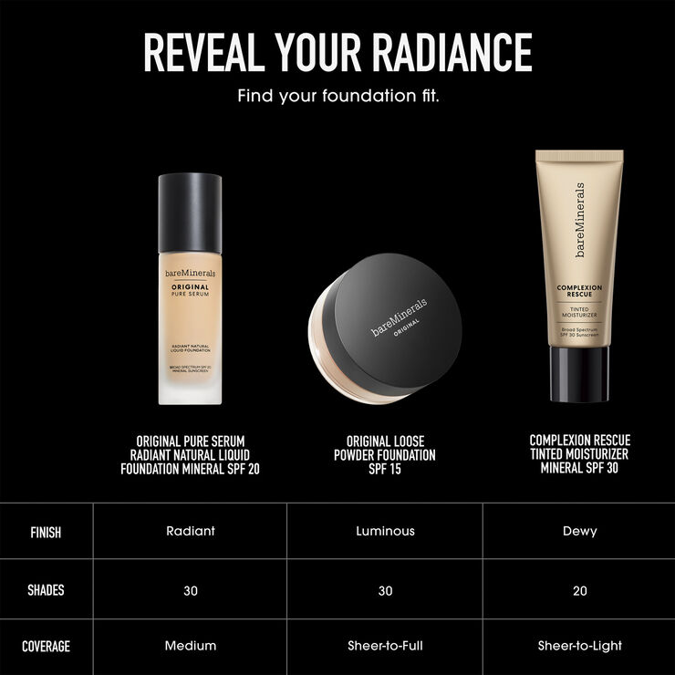 Bareminerals Original Pure Serum Radiant Natural Liquid Foundation Mineral SPF 20 F