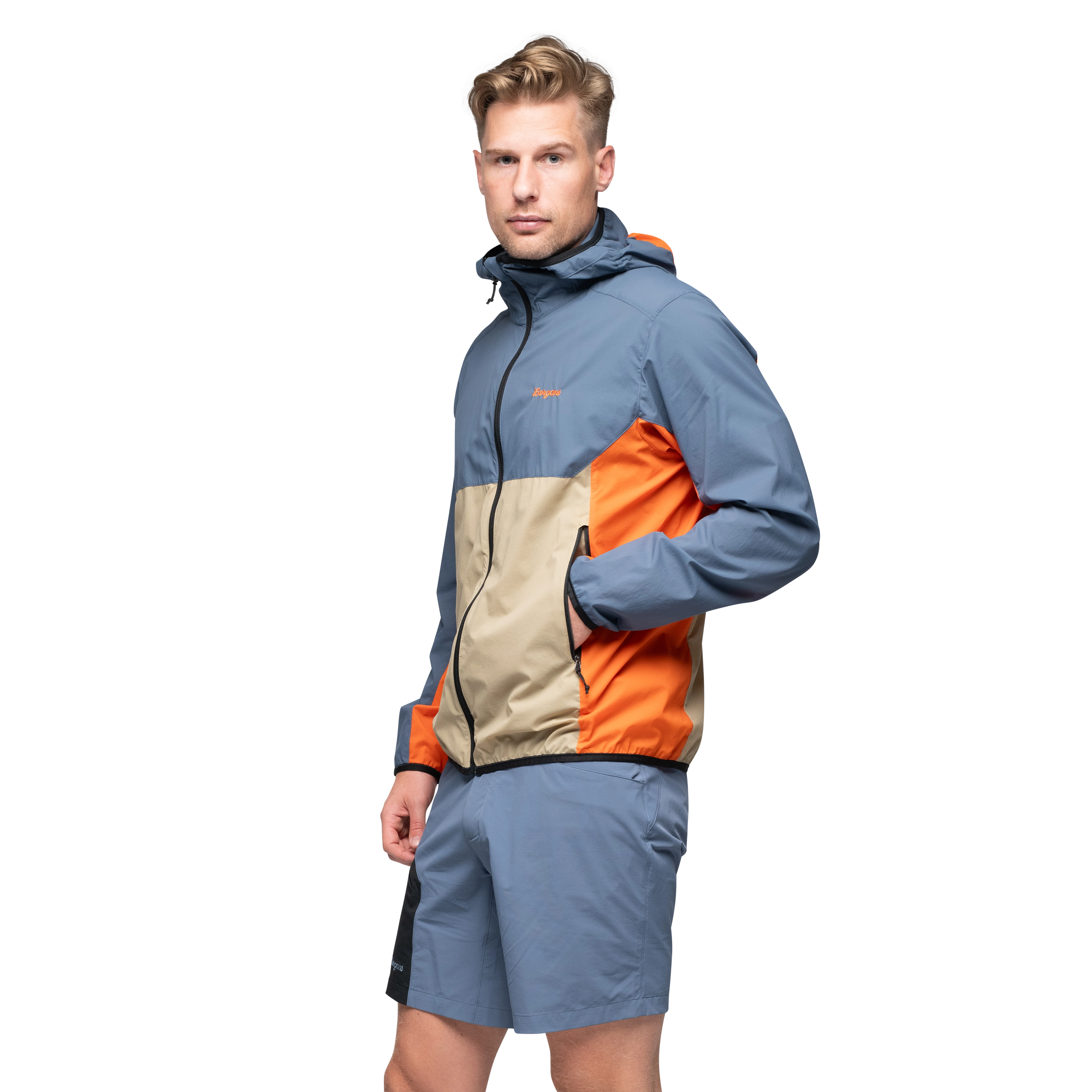 Vaagaa Windbreaker Jacket Men Granite Blue / Warm Sand