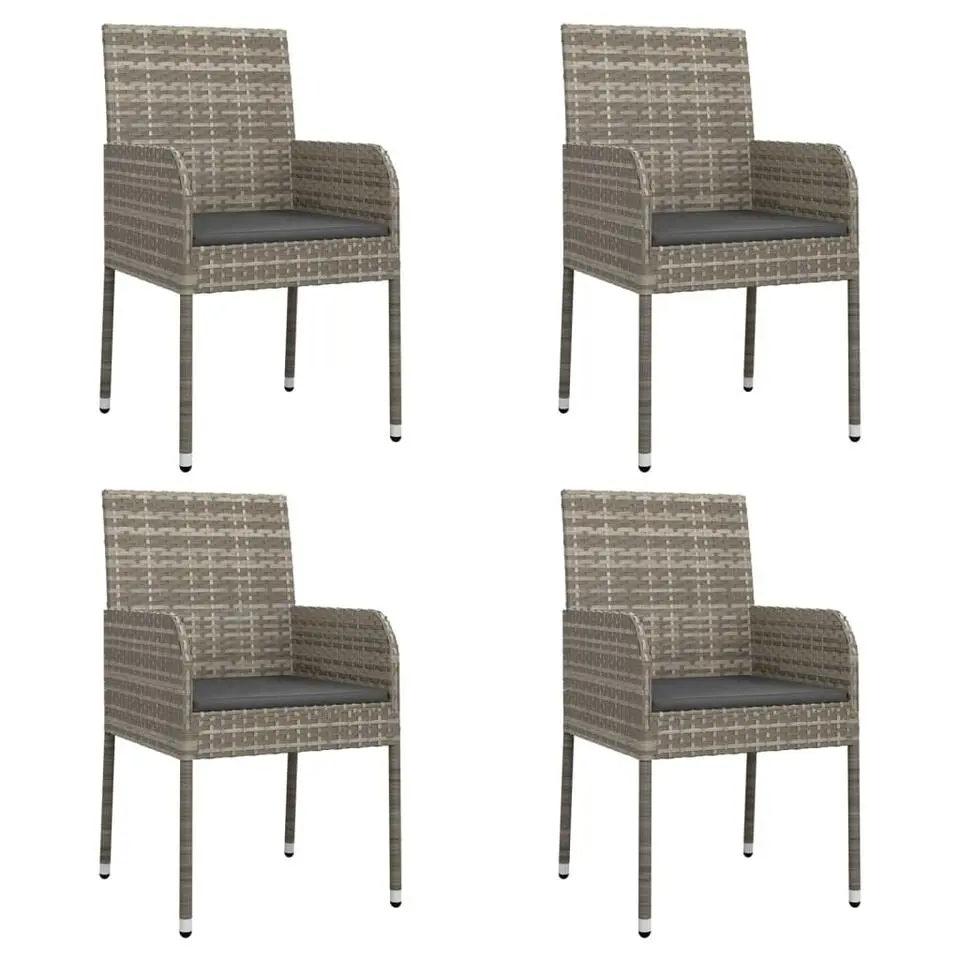 vidaXL - Tuinset - Grijs - Poly rattan - 150 cm - 5 stuks - Met kussens