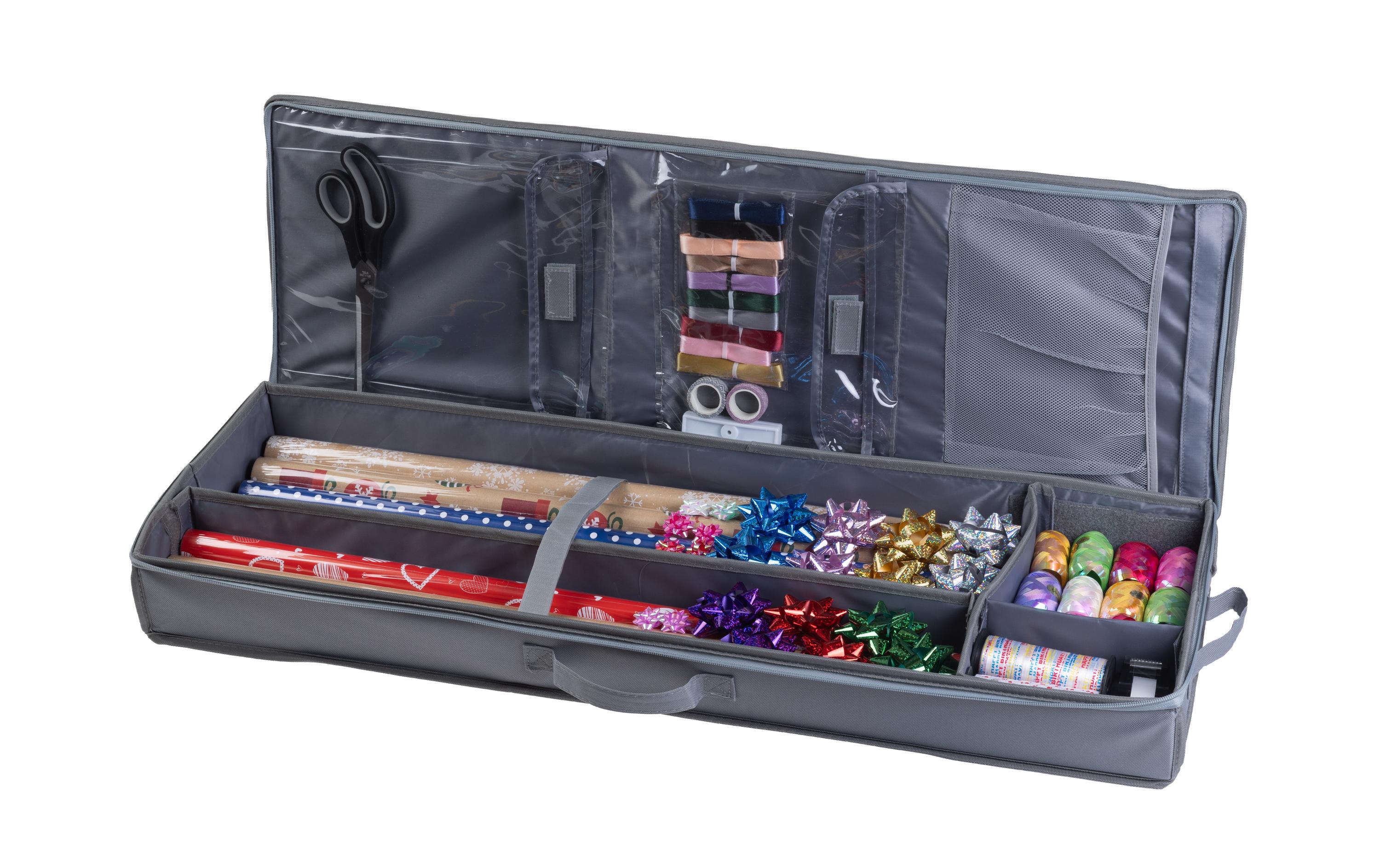 Geschenkpapier Set gefülltGeschenkpapierhalter / Aufbewahrungsbox inkl. Geschenkpapier, Bändern, Schere, Klebeband uvm