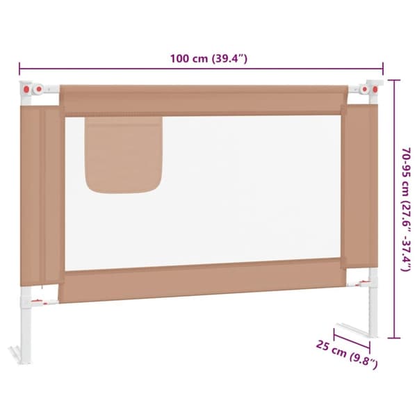 vidaXL Sengehest småbarn gråbrun 100x25 cm stoff