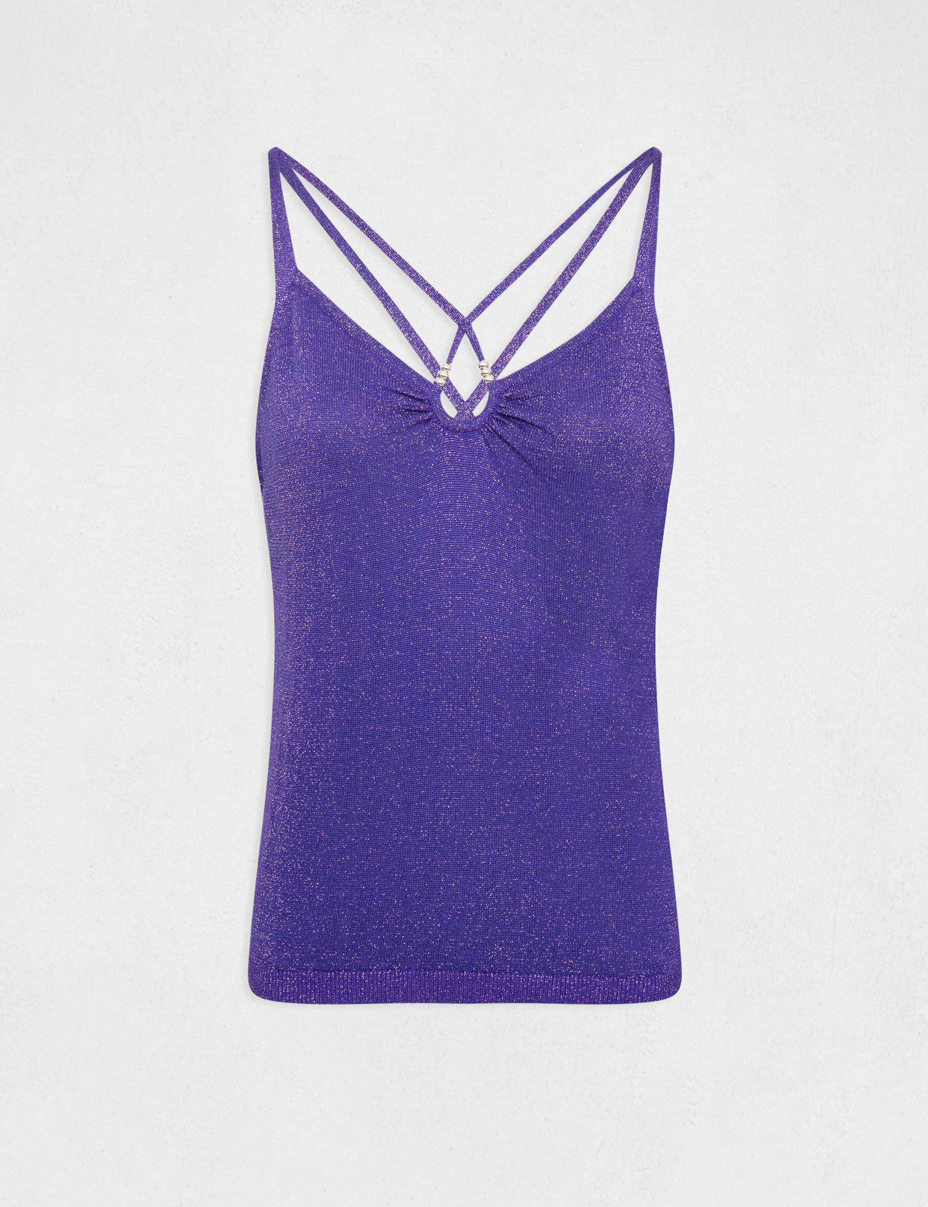 Débardeur pull bretelles fines violet fonce femme - violet_fonce