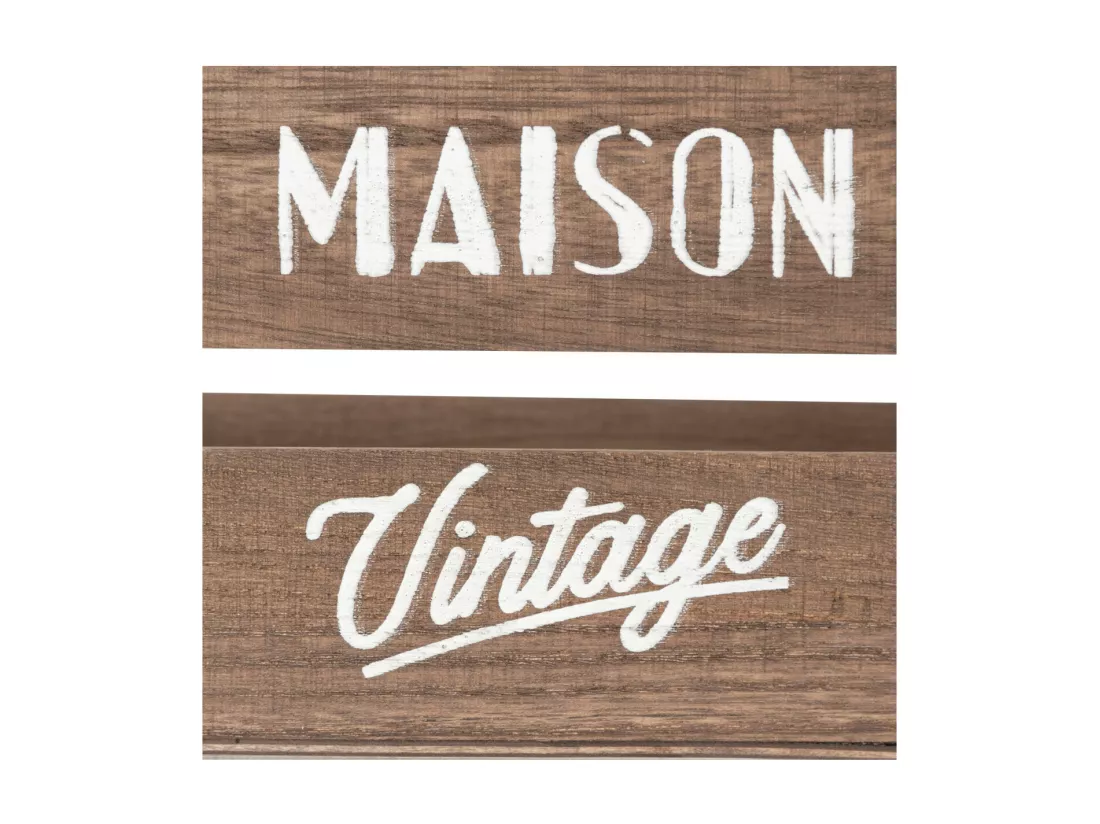 Lot de 3 Caisses de rangement Cagettes en Bois Marron Vintage L 35 L 29 et L 23 cm