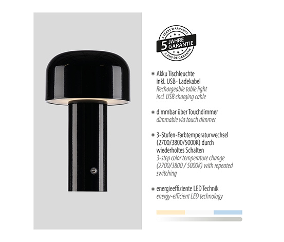 Paul Neuhaus LED-Akku-Tischleuchte »Agnes«, 2er-Set, schwarz
