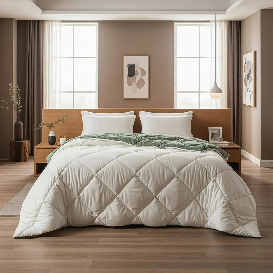 Dekbed zonder Overtrek Diamond 140x200 – Met Kussenslopen – Wasbaar – Groen/Kaki