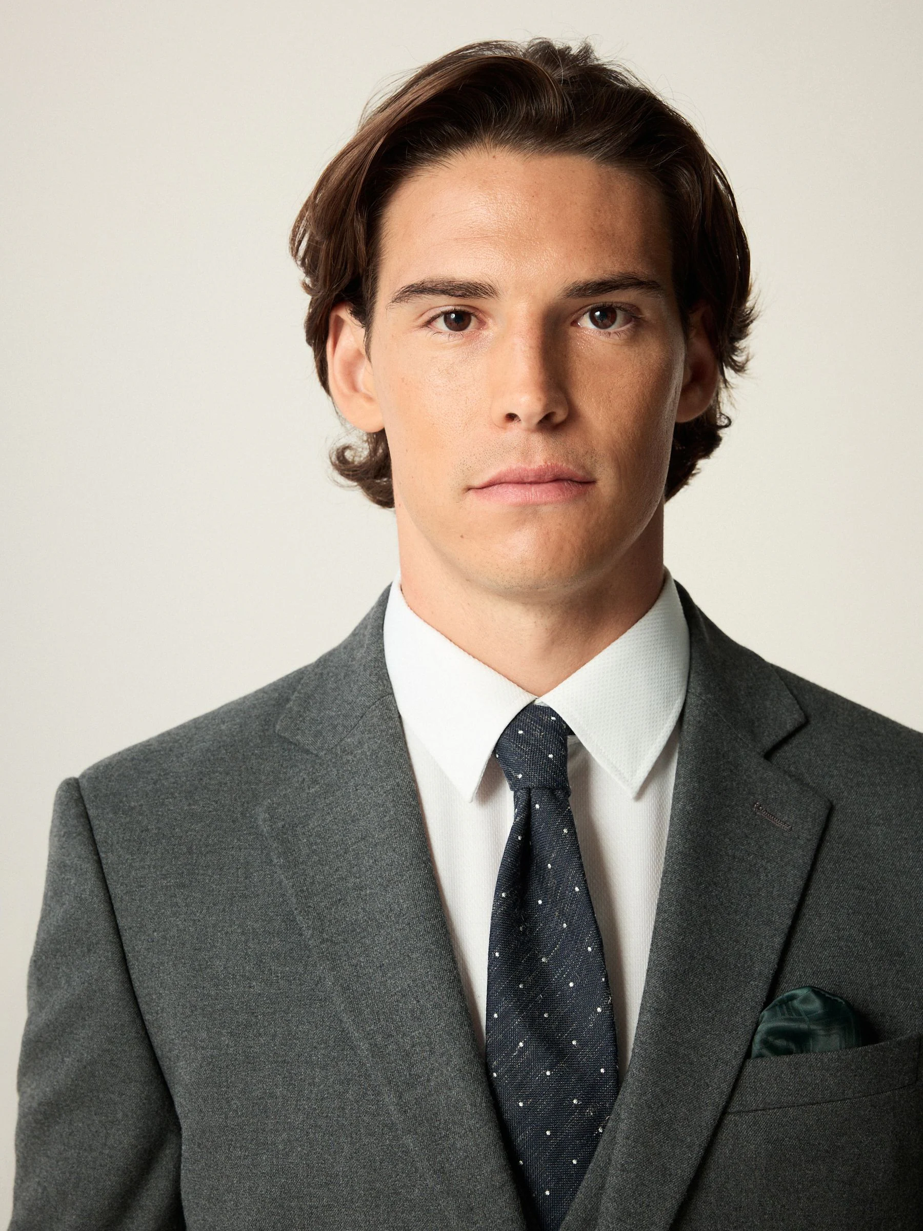 Grijs - Slim-fit flanellen colbert