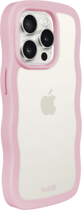 HoldIt Wavy Case iPhone 15 Pro Lyserød