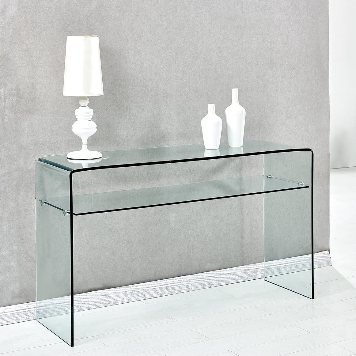 Meubletmoi Konsole aus gehärtetem Glas - transparentes Regal - schlankes Design Eingangstisch - Ice