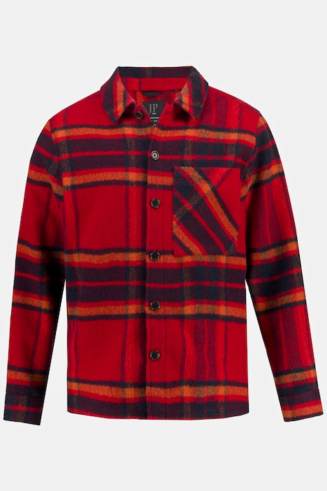 Karohemd, Overshirt, Langarm, Wollmix, Kentkragen, Modern Fit