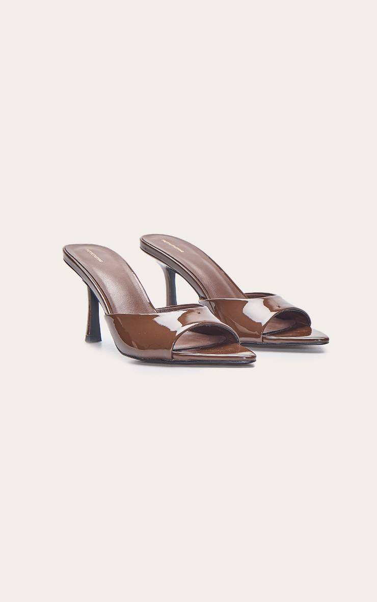 Chocolat Mules À Talon Bout Pointu Vernis