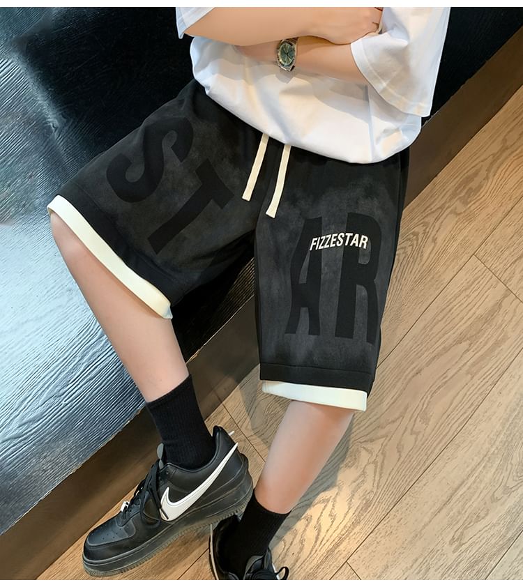 Diphon - Sweatshorts met trekkoord in de taille en tekstprint
