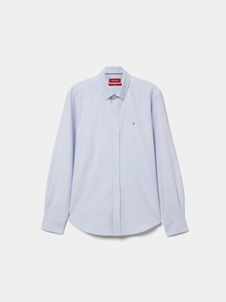 Camisa slim fit de algodão às riscas