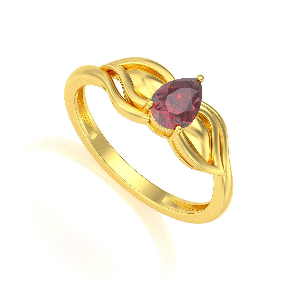 Bague ADEN Solitaire Or 585 Jaune Rubis 1.92grs