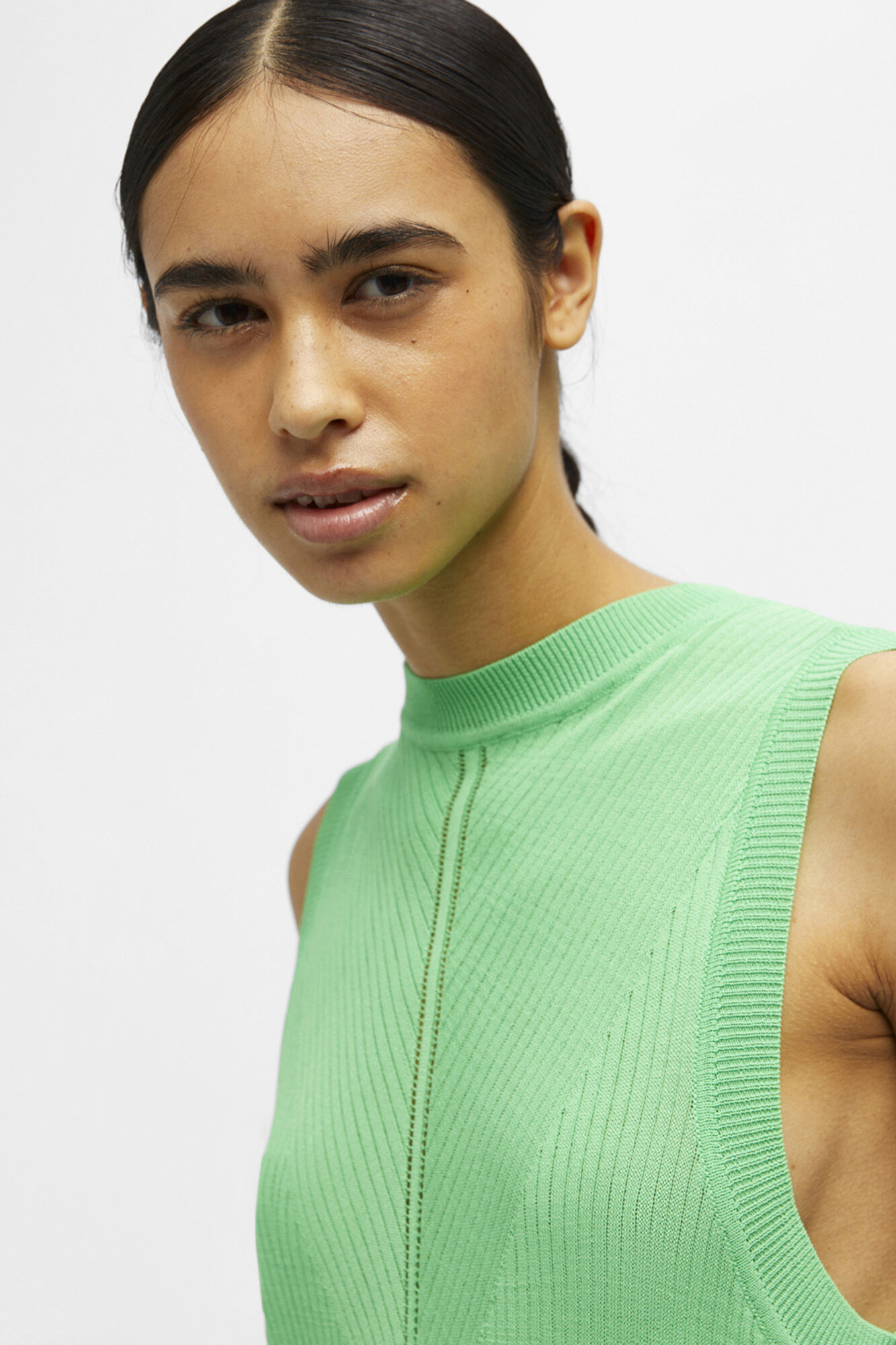 Vestido midi de tricô - Verde