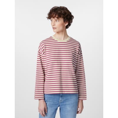 Damen-Sweatshirt gestreift, Creme-Violett