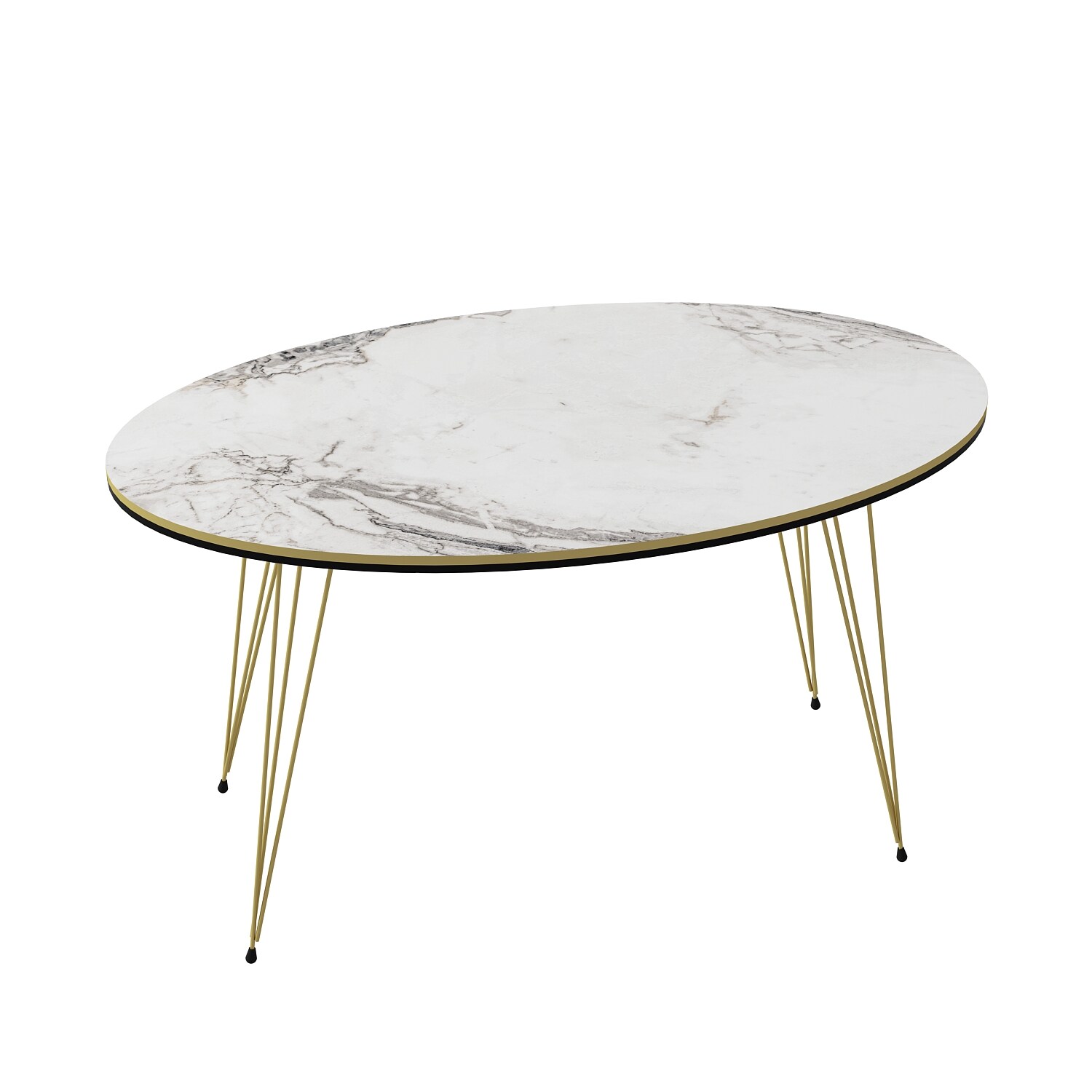Couchtisch Marmor Optik Oval Weiß 21587006