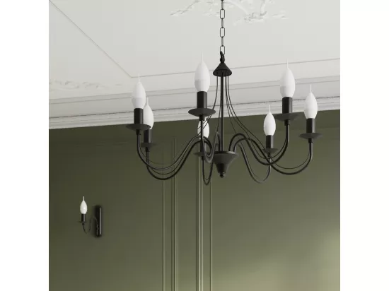 Sollux MINERWA Lustre à 7 bras multiples noir, E14