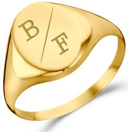 Ovale Gouden zegelring met twee initialen Names4Ever