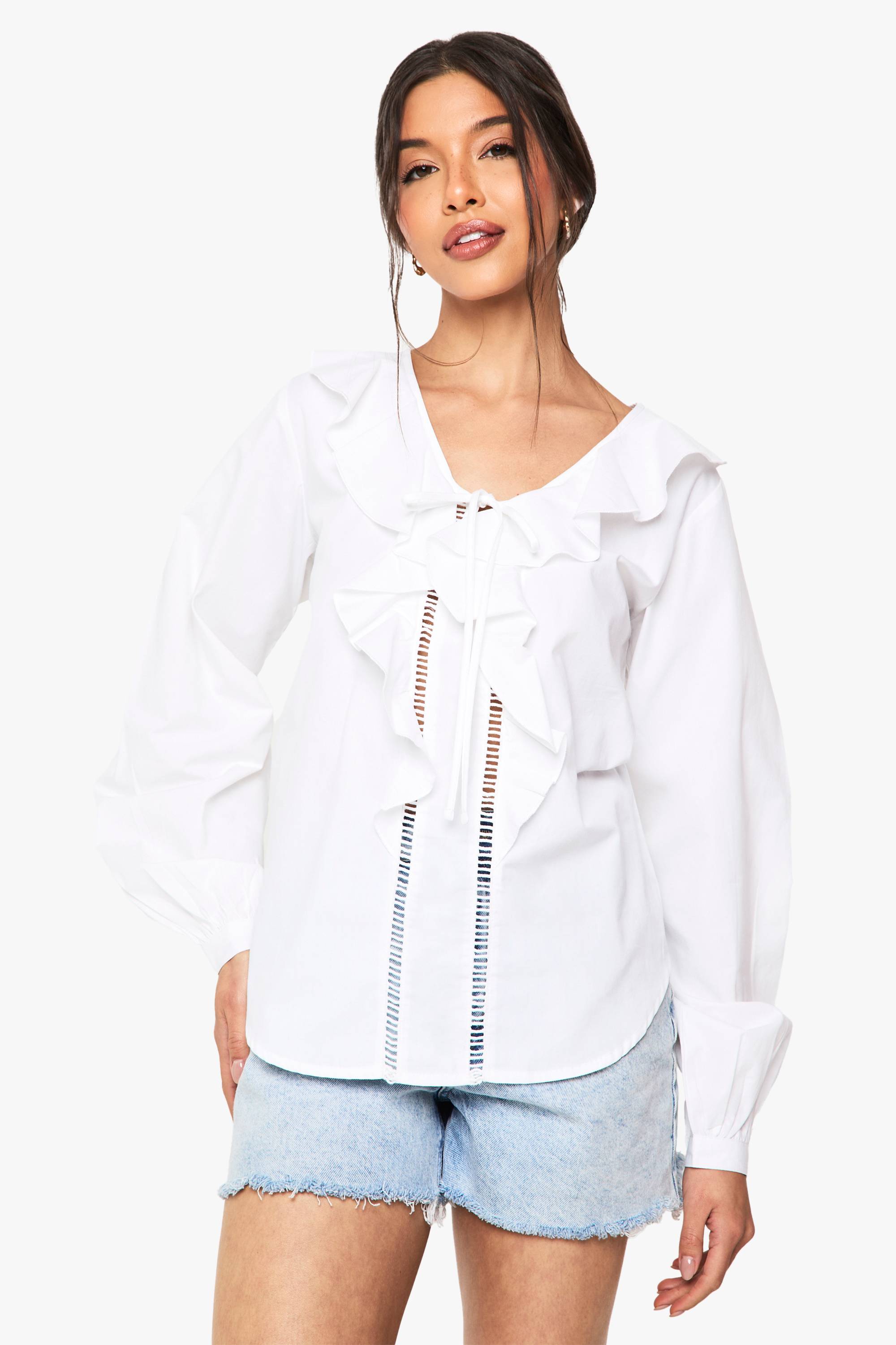 boohoo Chemisier À Volants Et Découpes Ajourées