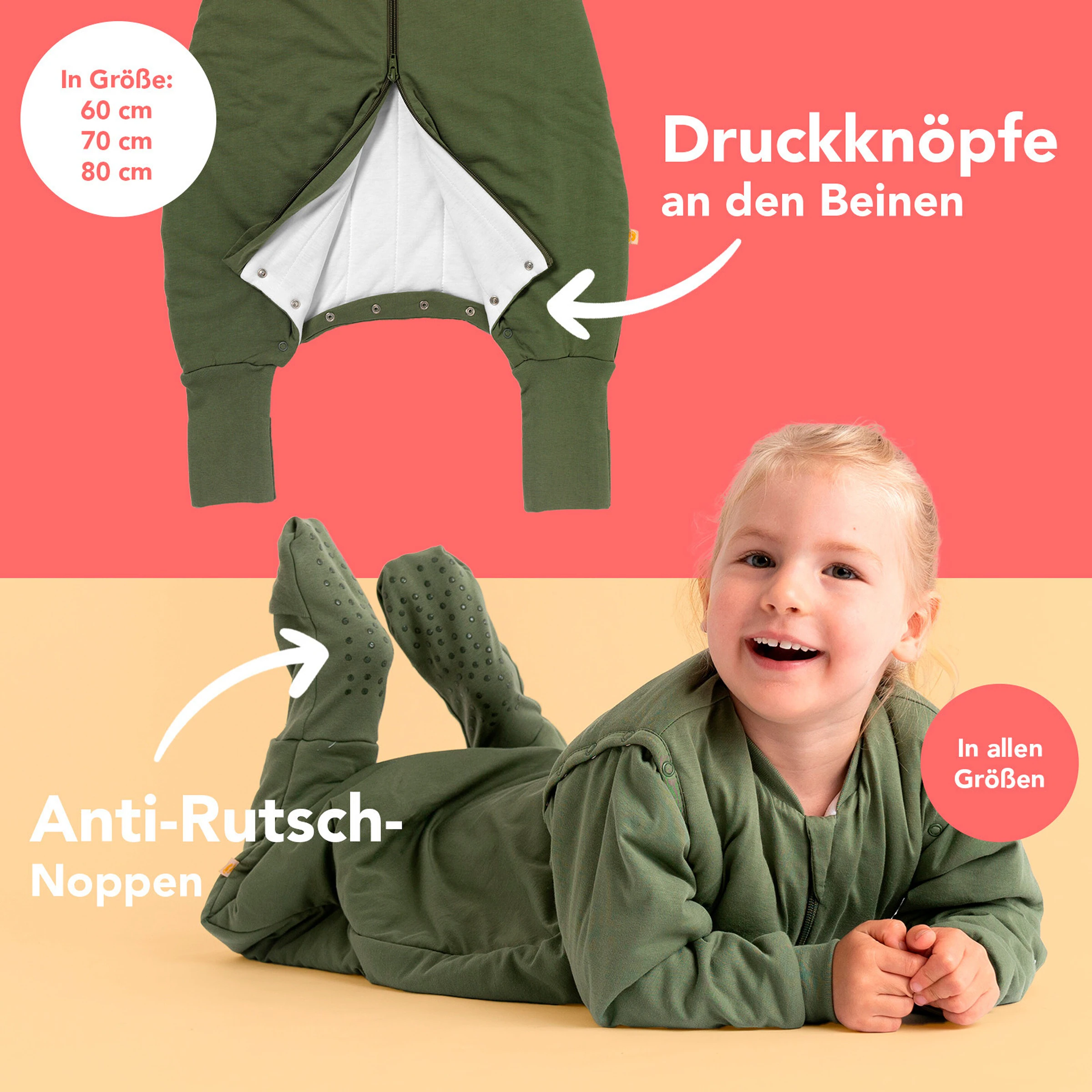schlummersack Schlafsack mit Füßen 2.5 Tog Olive