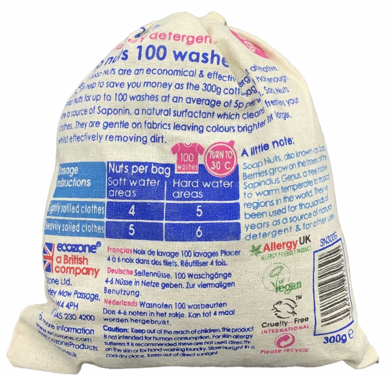 Sabonete de Noz Ecozone, 100 lavagens, 300g