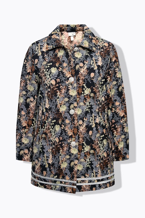 Jacke, Jacquardmuster, Hemdkragen, Schmuckknöpfe