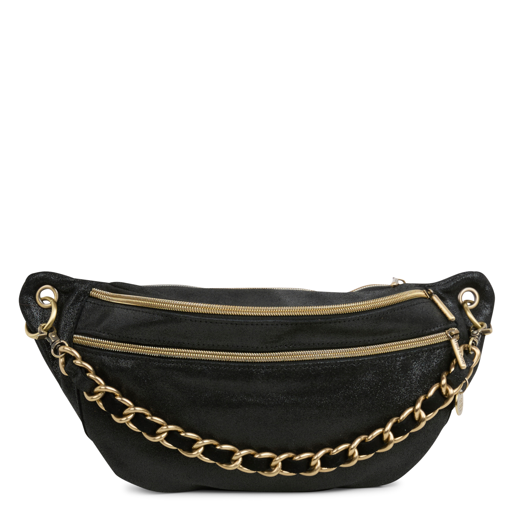 PETRA - Sac banane en cuir velours | Noir