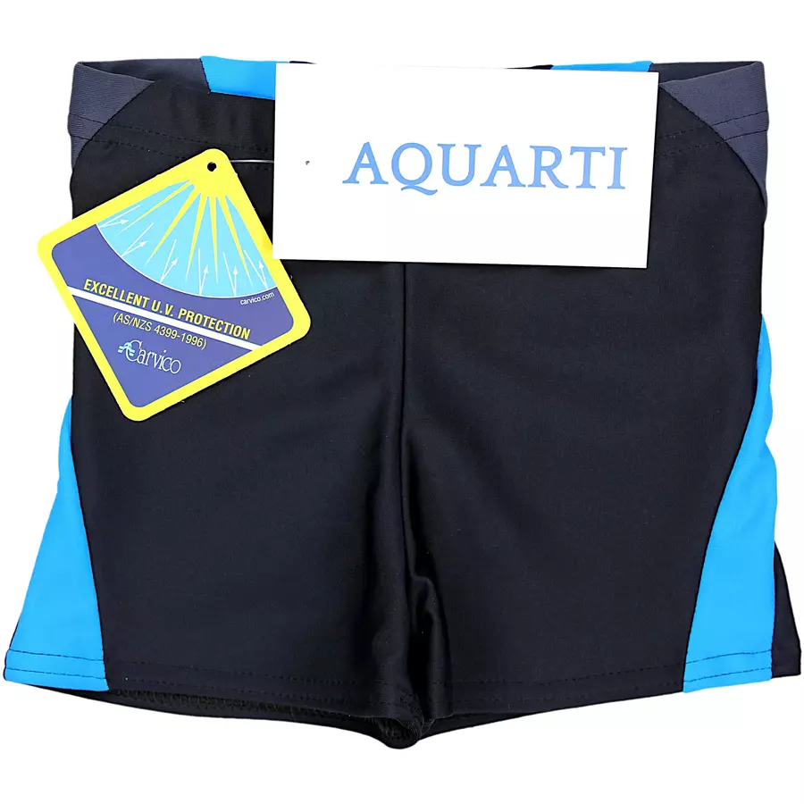 Aquarti Jungen Badehose Gestreift mit Motiven graphit