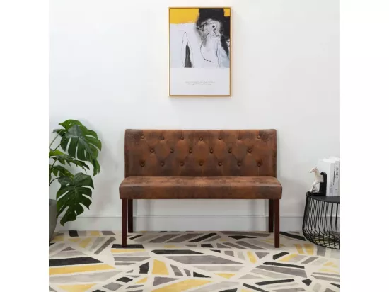 Banc 120 cm Marron Similicuir daim